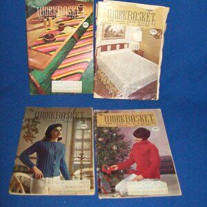 4 Vintage Workbasket Home Arts Magazines 1960s Crochet & Knitting Crafts